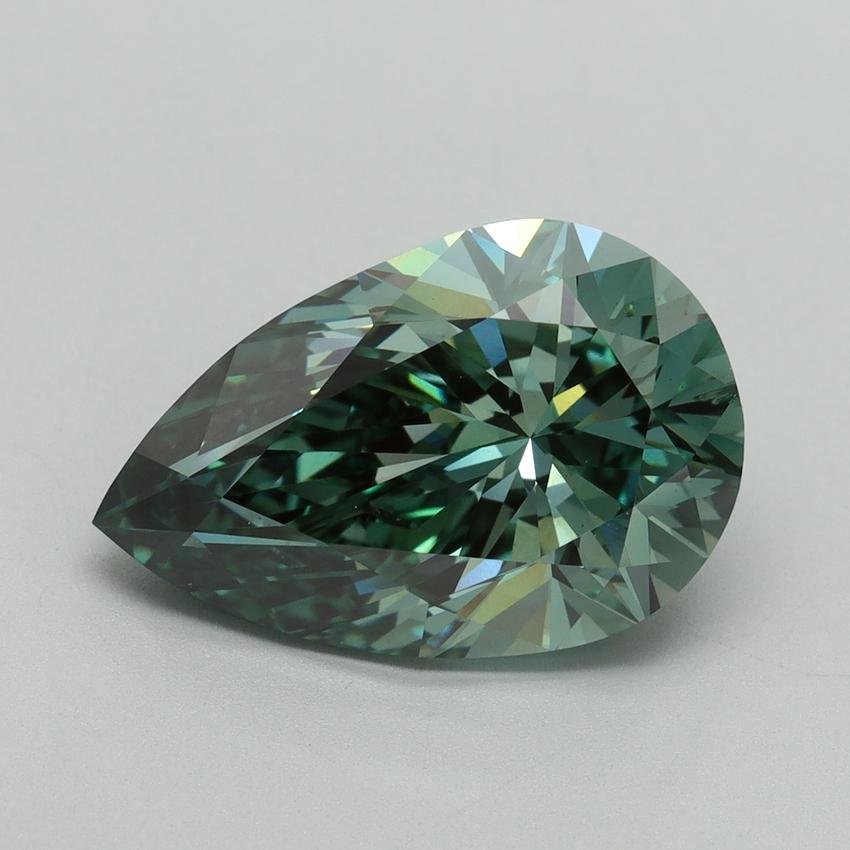 5.01 Ct. Fancy Vivid Pacific Green Pear Lab Grown Diamond