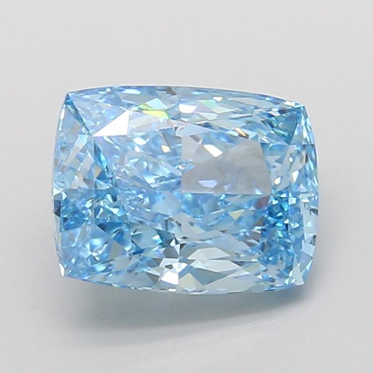 3.09 Ct. Fancy Vivid Blue Cushion Lab Grown Diamond