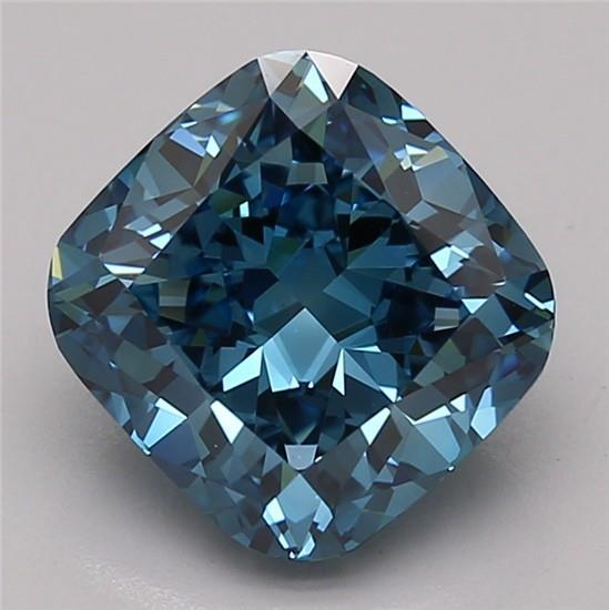3.39 Ct. Fancy Vivid Blue Cushion Lab Grown Diamond