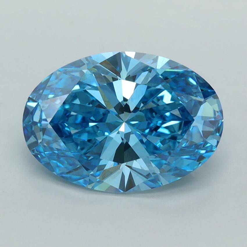 3.05 Ct. Fancy Vivid  Blue Oval Lab Grown Diamond