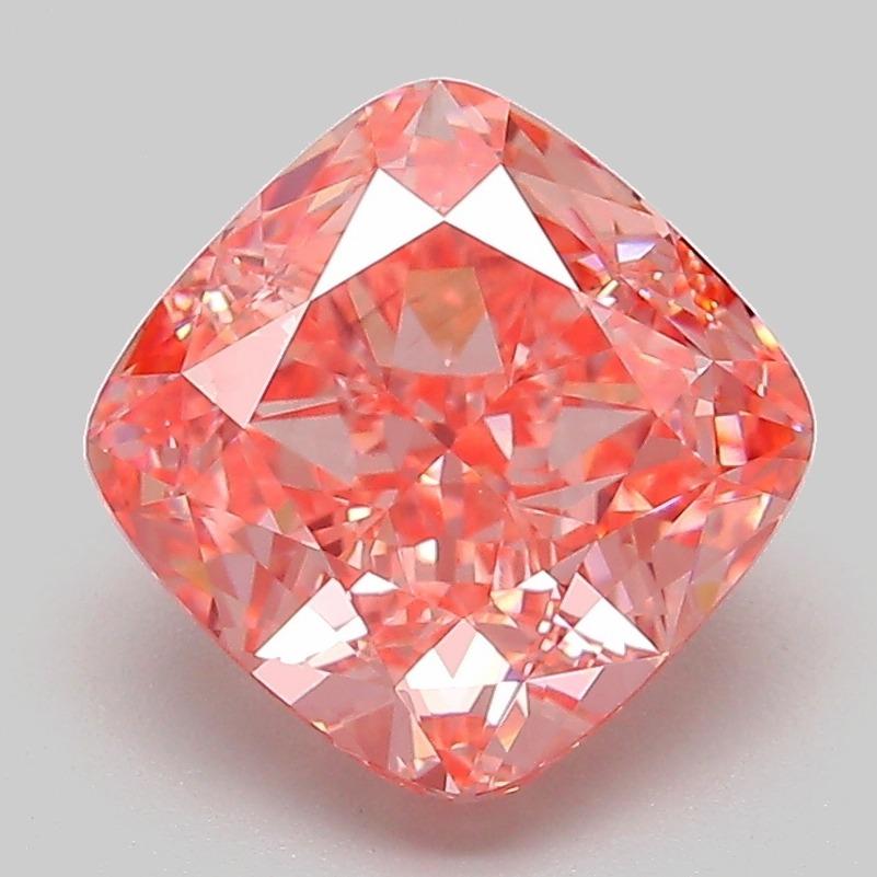 3.14 Ct. Fancy Vivid Pink Cushion Lab Grown Diamond