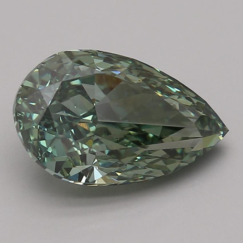 3.96 Ct. Fancy Vivid Green Pear Lab Grown Diamond