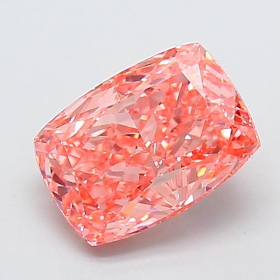 2.54 Ct. Fancy Vivid Orangy Pink Cushion Lab Grown Diamond