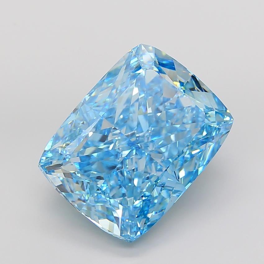40.25 Ct. Fancy Vivid Blue Cushion Lab Grown Diamond