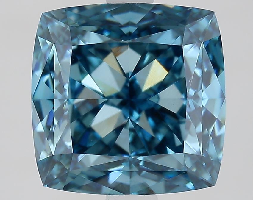 3.54 Ct. Fancy Vivid Blue Cushion Lab Grown Diamond