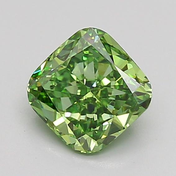 1.03 Ct. Fancy Vivid Green Cushion Lab Grown Diamond