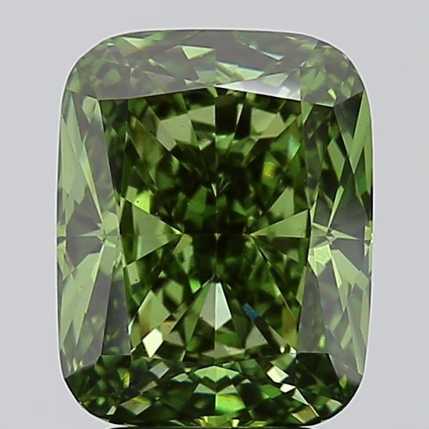 4.00 Ct. Fancy Vivid Green Cushion Lab Grown Diamond