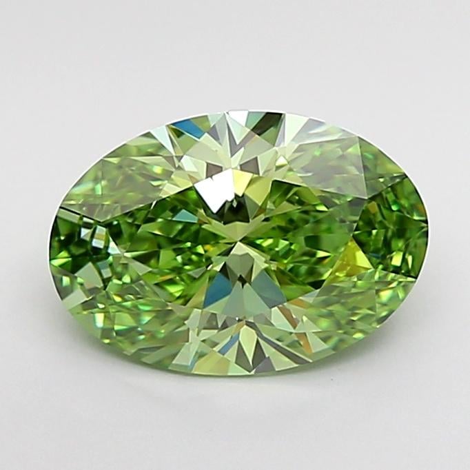 2.02 Ct. Fancy Vivid Green Oval Lab Grown Diamond