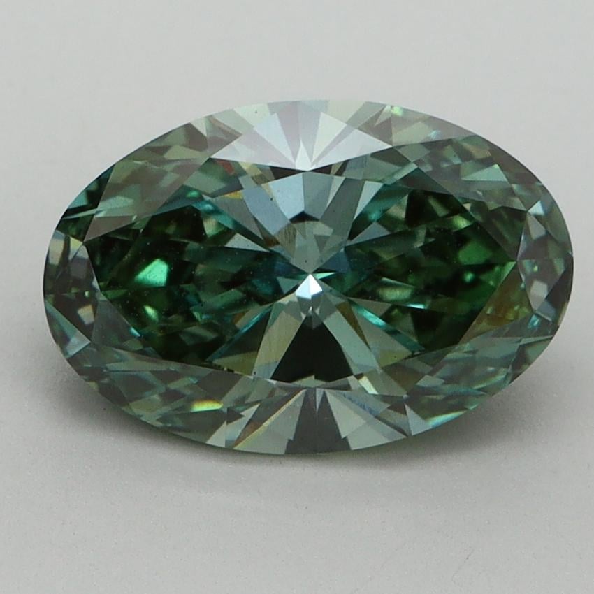 2.21 Ct. Fancy Vivid Pacific Green Oval Lab Grown Diamond