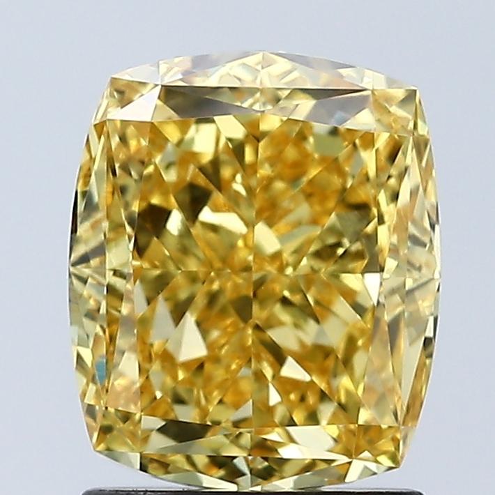 2.04 Ct. Fancy Vivid Yellow Cushion Lab Grown Diamond