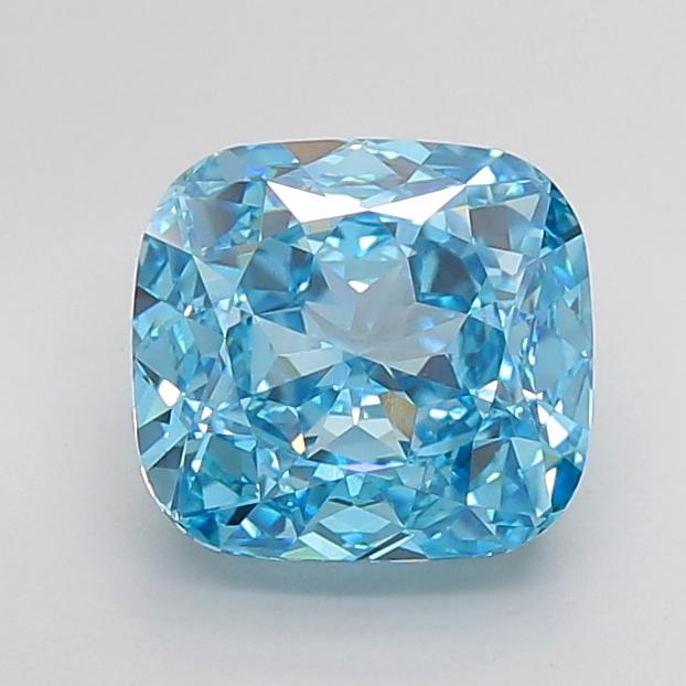 4.54 Ct. Fancy Vivid Blue Cushion Lab Grown Diamond