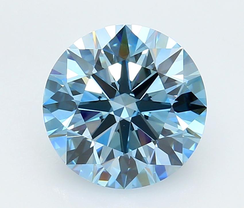 3.12 Ct. Fancy Vivid  Blue Round Lab Grown Diamond