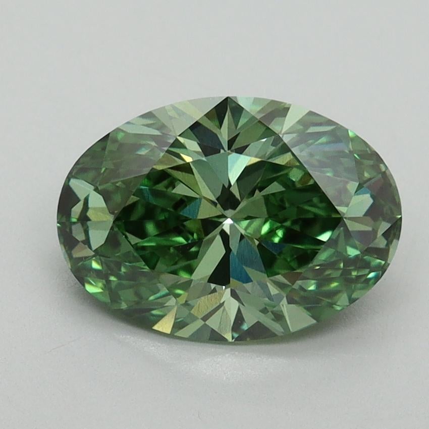 2.01 Ct. Fancy Vivid Pacific Green Oval Lab Grown Diamond