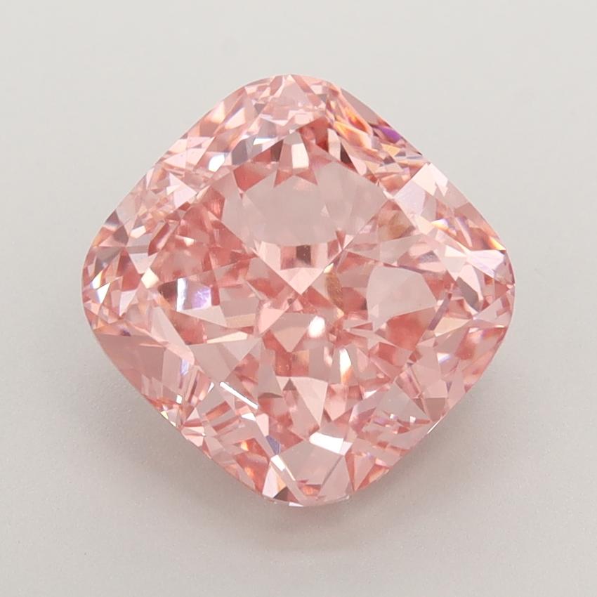 4.21 Ct. Fancy Vivid  Pink Cushion Lab Grown Diamond