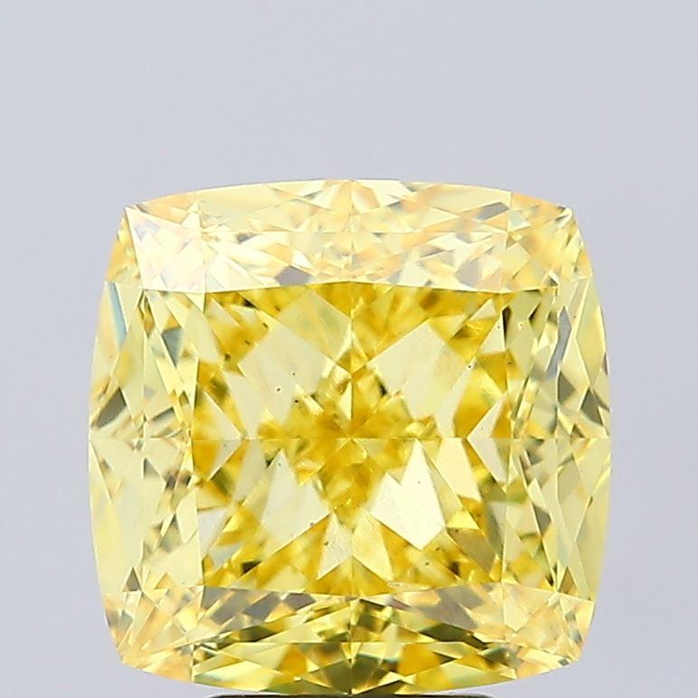 5.55 Ct. Fancy Vivid Yellow Cushion Lab Grown Diamond