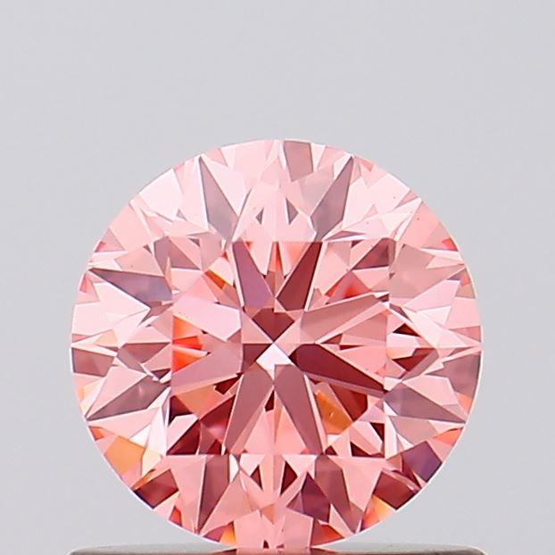 0.74 Ct. Fancy Vivid Orangy Pink Round Lab Grown Diamond