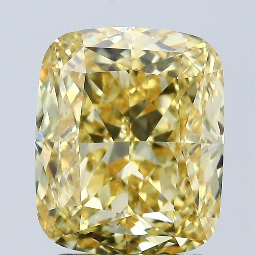 3.07 Ct. Fancy Vivid Yellow Cushion Lab Grown Diamond