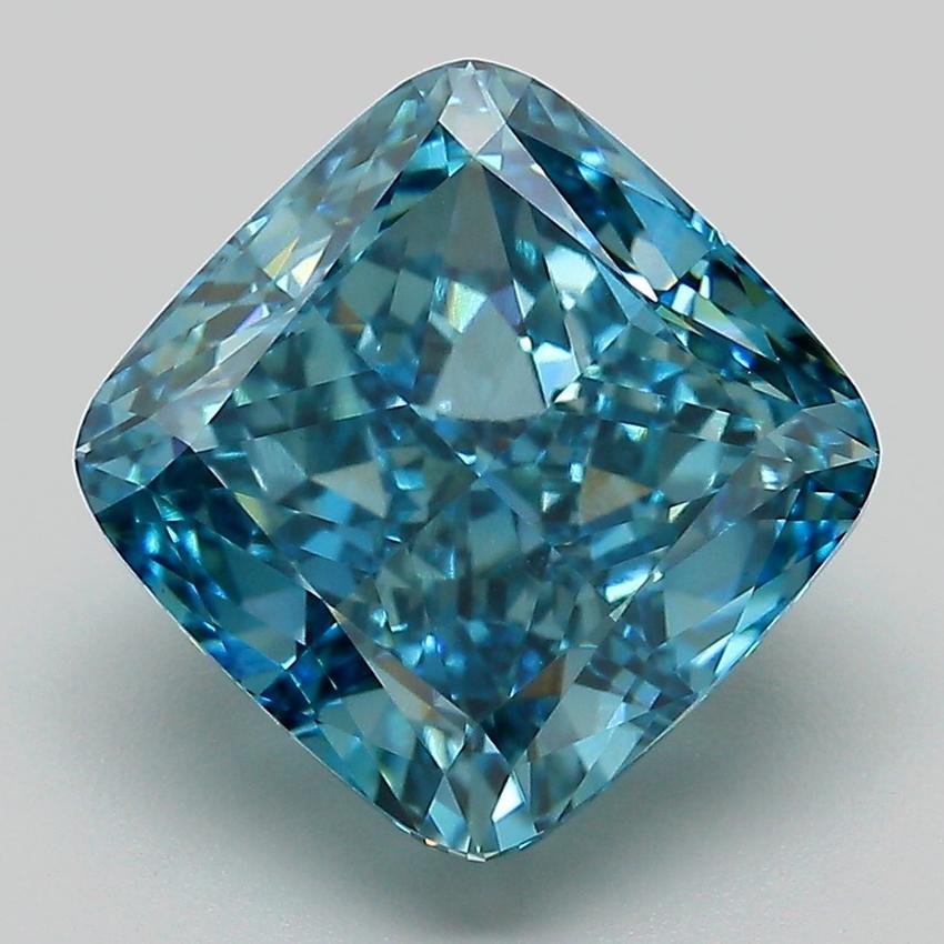 5.60 Ct. Fancy Vivid Blue Cushion Lab Grown Diamond