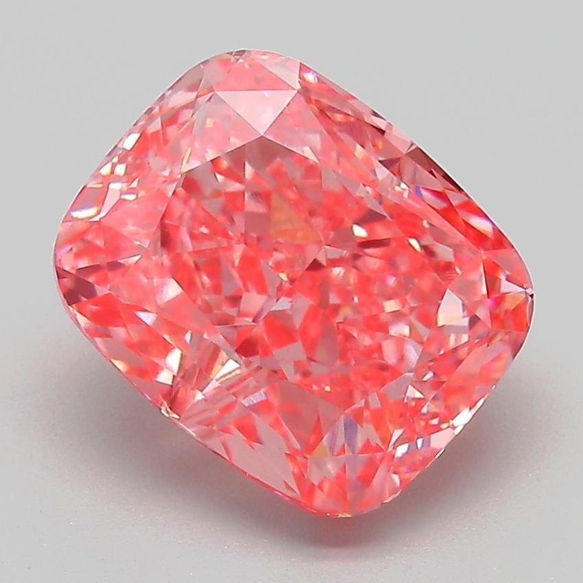 4.05 Ct. Fancy Vivid Pink Cushion Lab Grown Diamond