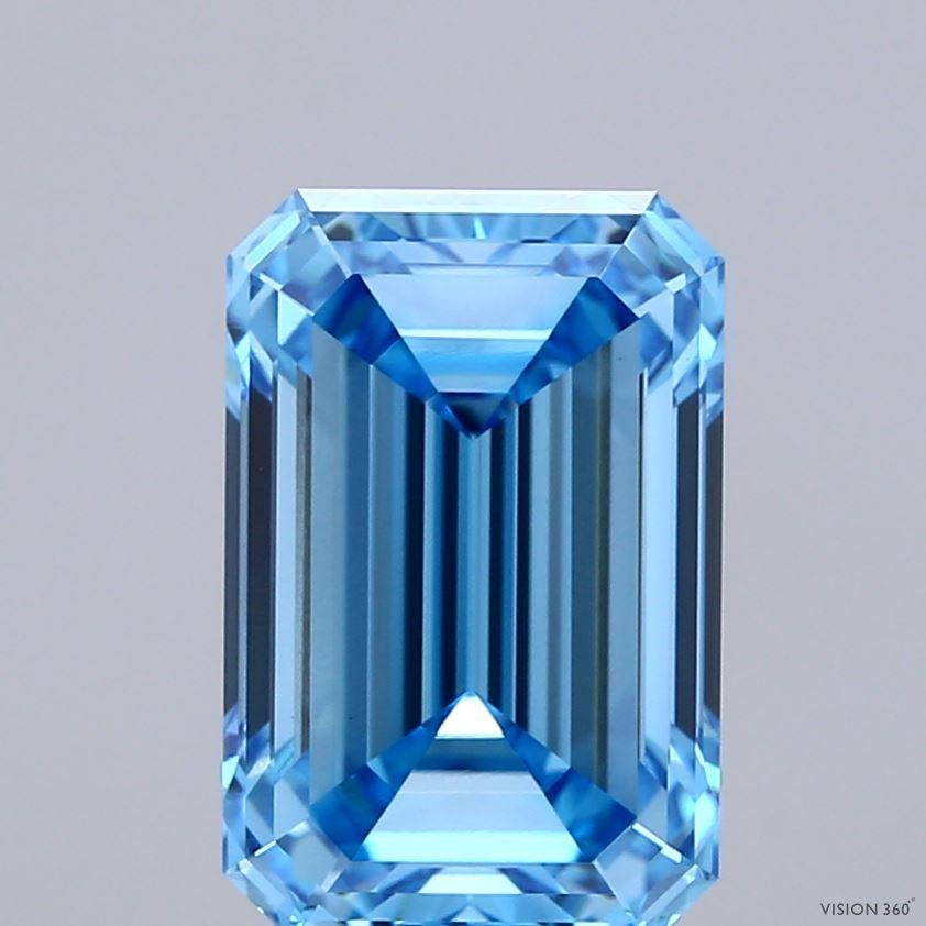 3.52 Ct. Fancy Vivid Blue Emerald Lab Grown Diamond