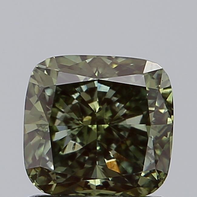 1.08 Ct. Fancy Intense  Green Cushion Lab Grown Diamond