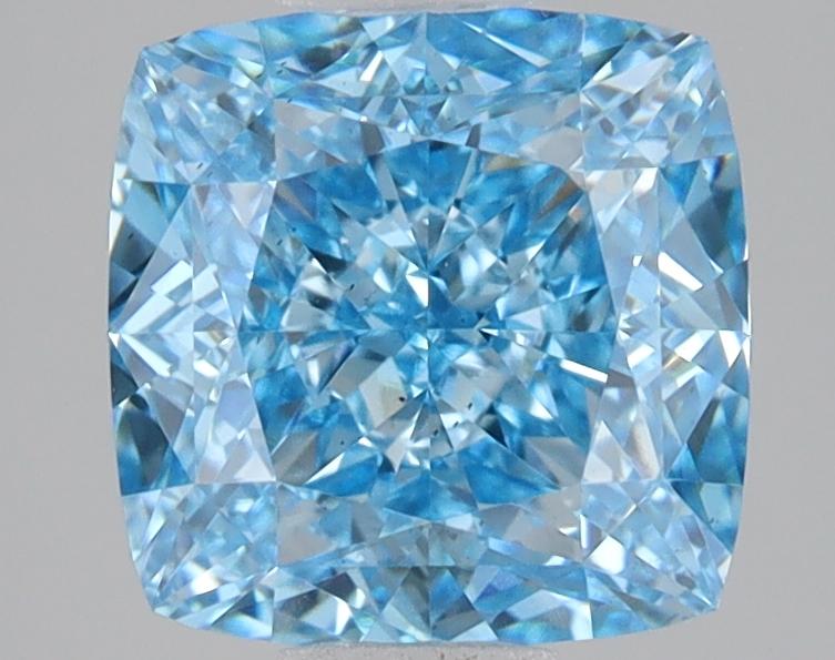 3.09 Ct. Fancy Vivid Blue Cushion Lab Grown Diamond