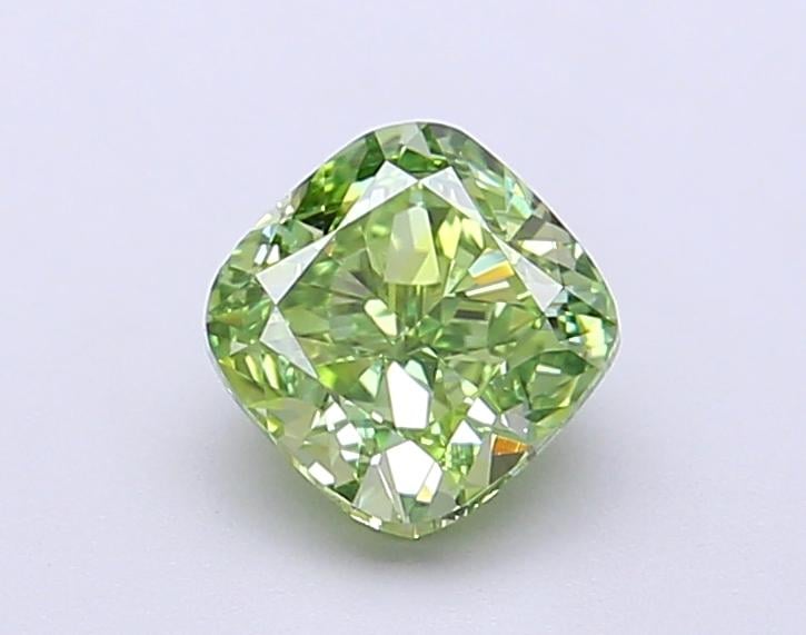 1.1 Ct. Fancy Vivid  Green Cushion Lab Grown Diamond