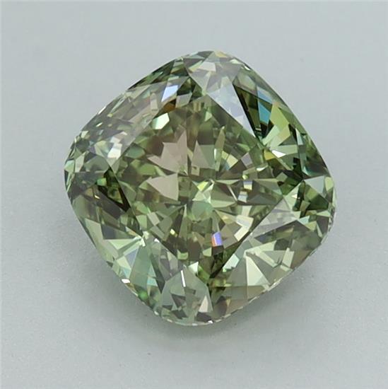 1.33 Ct. Fancy Vivid Green Cushion Lab Grown Diamond
