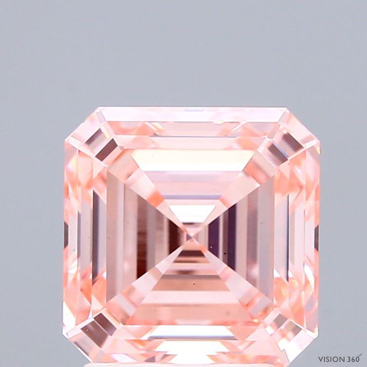 3.03 Ct. Fancy Vivid Pink Asscher Lab Grown Diamond