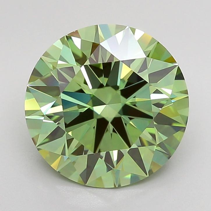 3.19 Ct. Fancy Vivid Green Round Lab Grown Diamond
