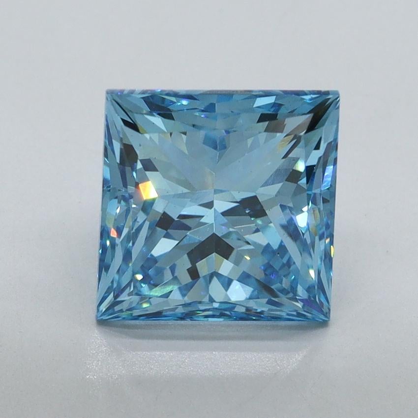 3.71 Ct. Fancy Vivid Malibu Blue Princess Lab Grown Diamond