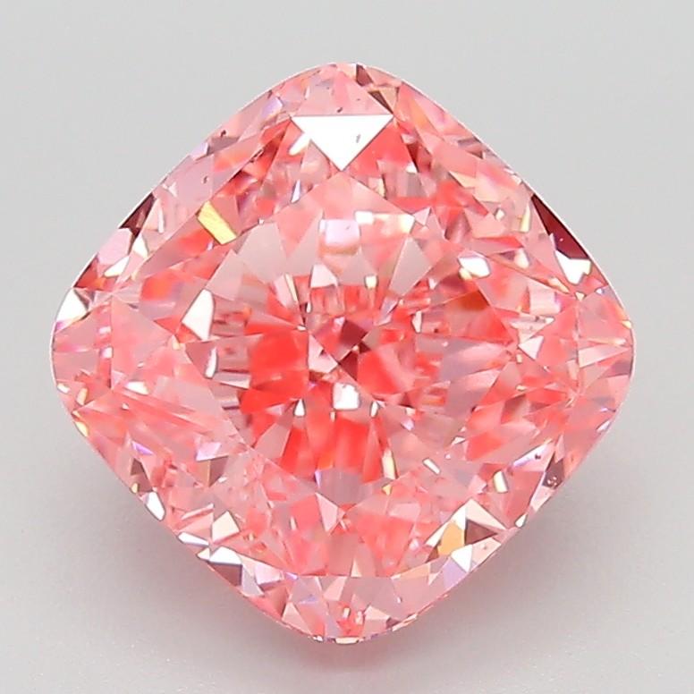 3.02 Ct. Fancy Vivid Pink Cushion Lab Grown Diamond