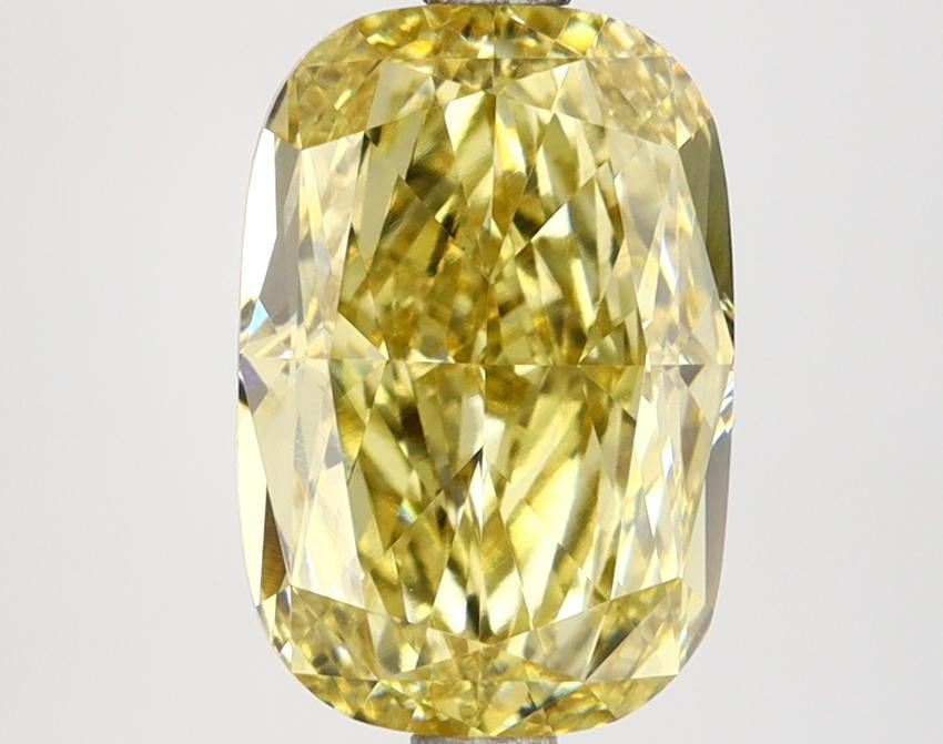 3.16 Ct. Fancy Vivid Yellow Cushion Lab Grown Diamond