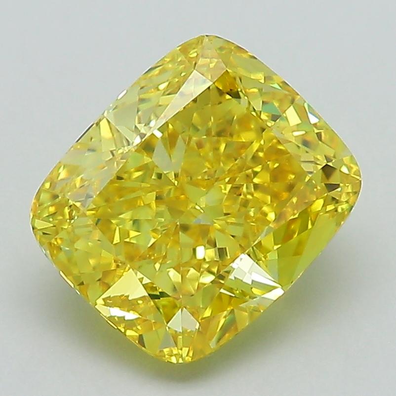 2.85 Ct. Fancy Vivid Yellow Cushion Lab Grown Diamond