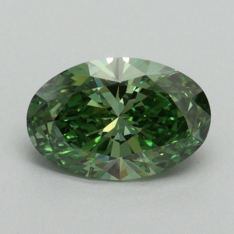 0.91 Ct. Fancy Vivid Green Oval Lab Grown Diamond