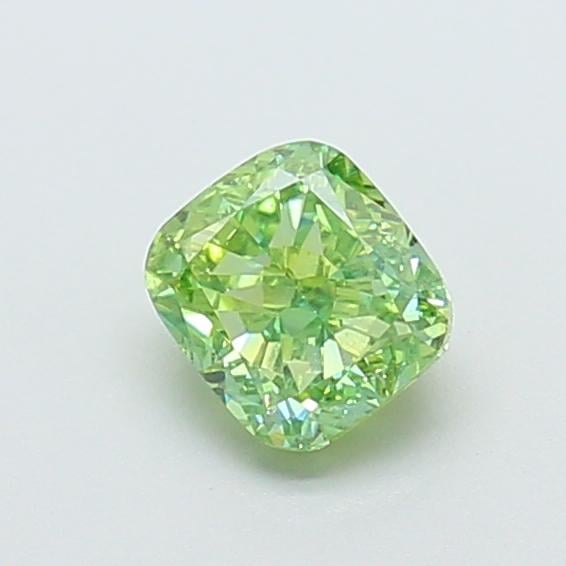 1.09 Ct. Fancy Vivid Green Cushion Lab Grown Diamond