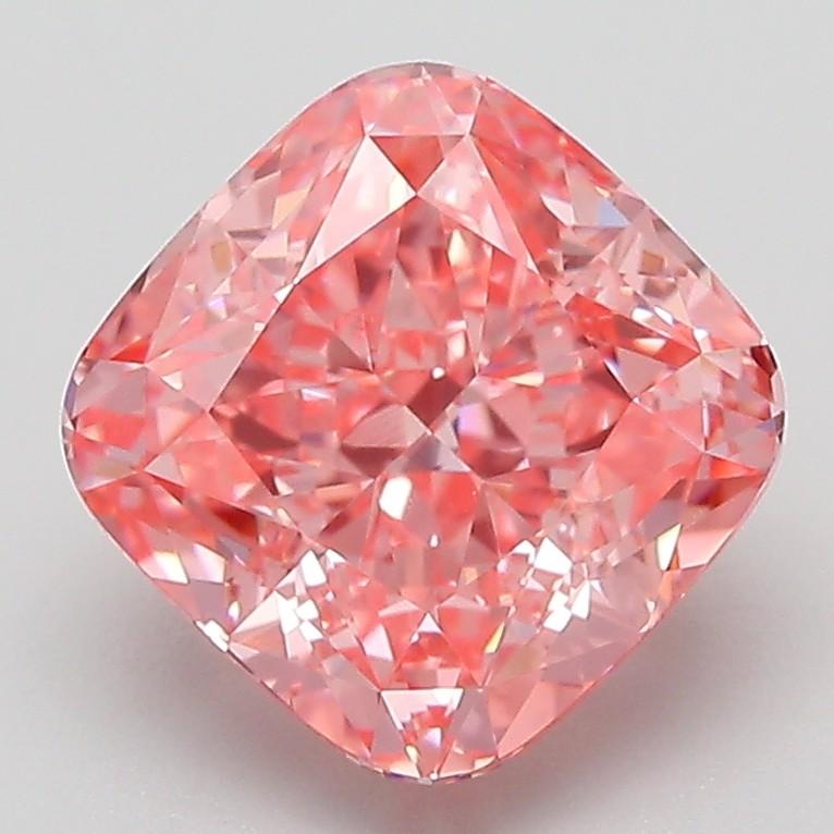 3.09 Ct. Fancy Vivid Pink Cushion Lab Grown Diamond