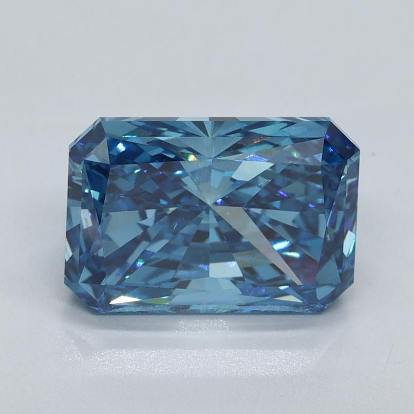 3.09 Ct. Fancy Vivid Malibu Blue Radiant Lab Grown Diamond