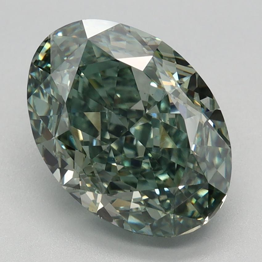 3.19 Ct. Fancy Vivid Green Oval Lab Grown Diamond