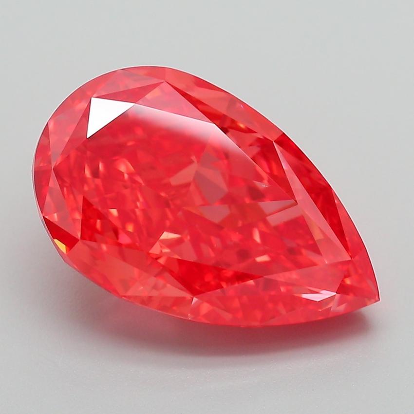 5.60 Ct. Fancy Vivid Red Pear Lab Grown Diamond
