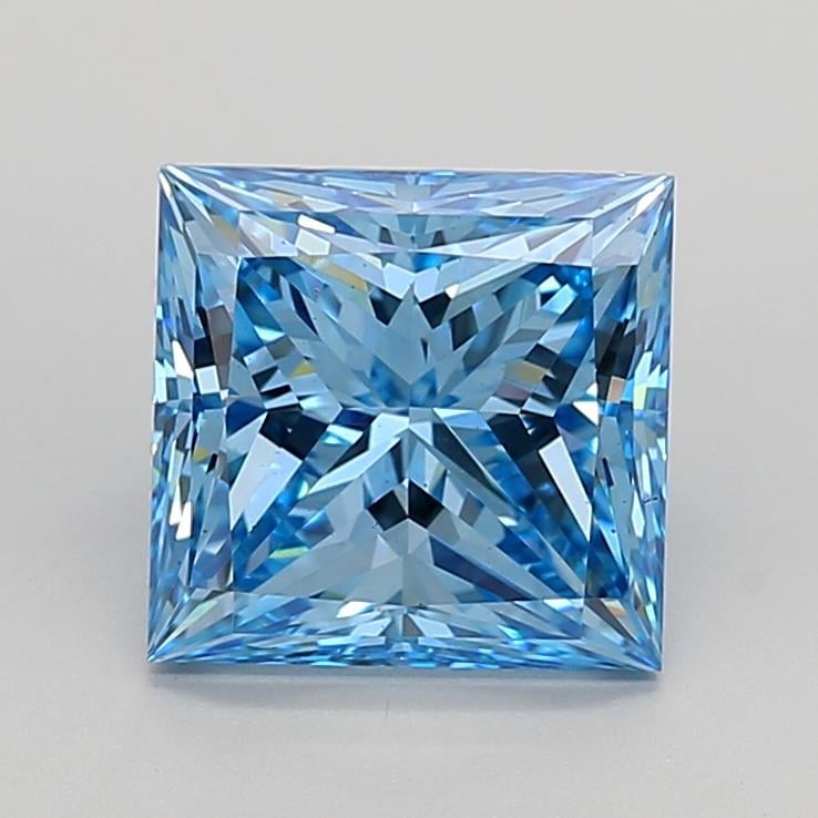 3.77 Ct. Fancy Vivid  Blue Princess Lab Grown Diamond