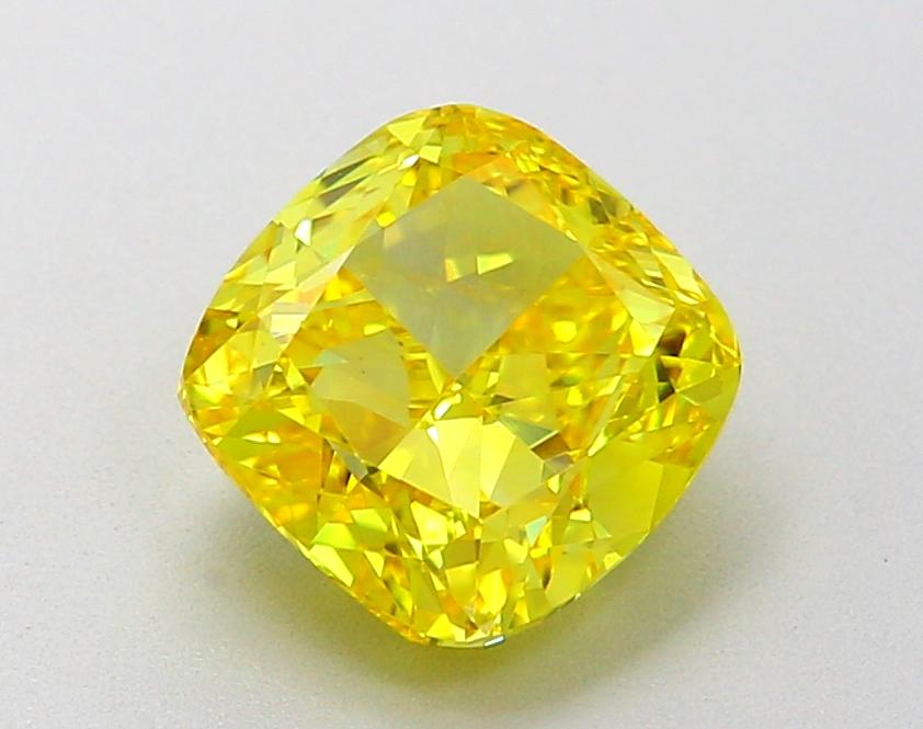 2.07 Ct. Fancy Vivid Yellow Cushion Lab Grown Diamond