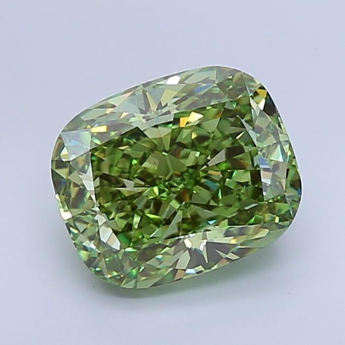 5.05 Ct. Fancy Vivid  Green Cushion Lab Grown Diamond