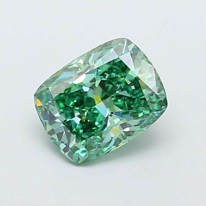 2.02 Ct. Fancy Vivid Green Cushion Lab Grown Diamond