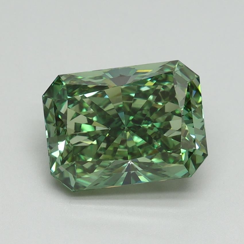3.18 Ct. Fancy Vivid Pacific Green Radiant Lab Grown Diamond