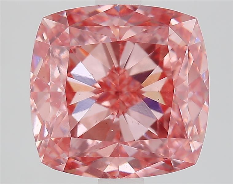 4.18 Ct. Fancy Vivid  Pink Cushion Lab Grown Diamond