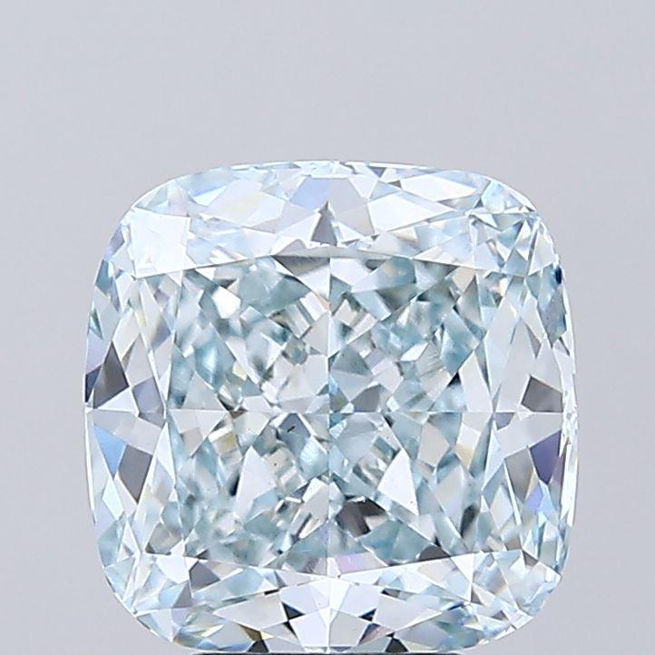 4.52 Ct. Fancy Greenish Blue Cushion Lab Grown Diamond