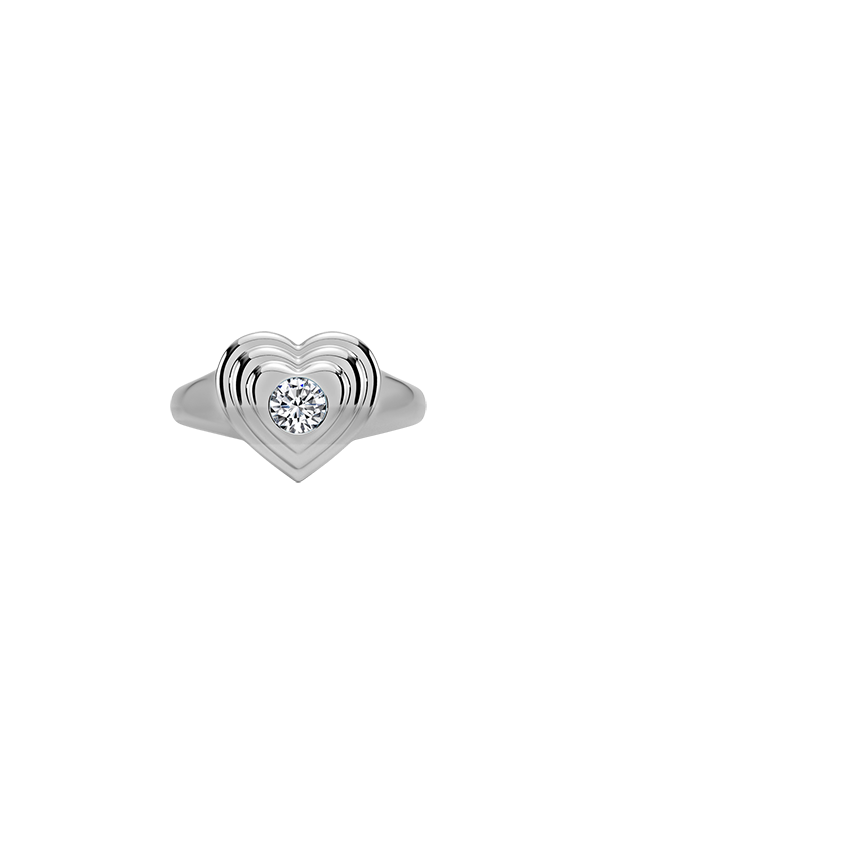 Diamond Heart Signet Ring