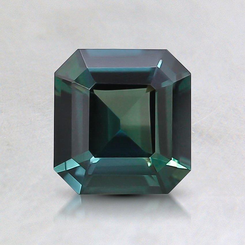 5.7x5.4mm Unheated Teal Asscher Sapphire