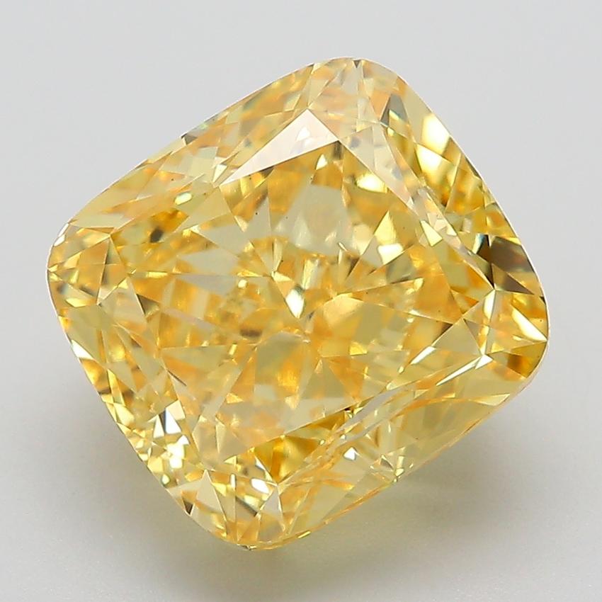 6.01 Ct. Fancy Vivid Yellow Cushion Lab Grown Diamond